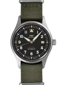 IWC IW326805 パイロットウォッチ スピットファイア SS/カーキグリーンストラップ ブラックダイアル 自動巻き メンズ